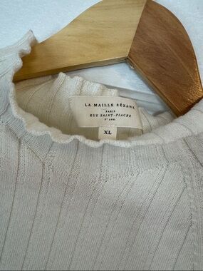 Sézane Charly Jumper Cream Ribbed Mock Neck Sweater NWOT
